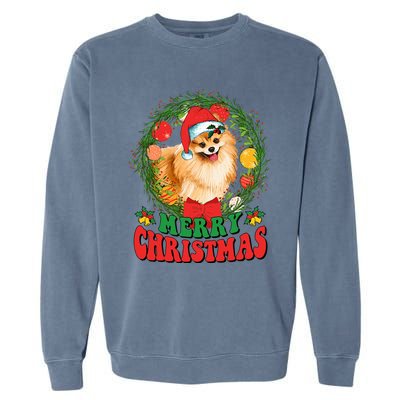 Merry Christmas Pomeranian Santa Dog Lover Xmas  Garment-Dyed Sweatshirt