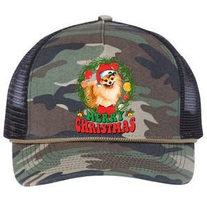 Merry Christmas Pomeranian Santa Dog Lover Xmas  Retro Rope Trucker Hat Cap