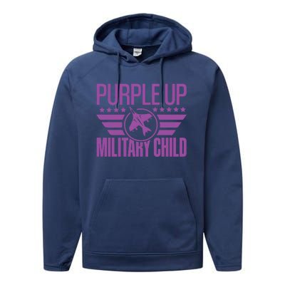 Military Child Purple Up Performance Fleece Hoodie