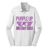 Military Child Purple Up Silk Touch Performance Long Sleeve Polo