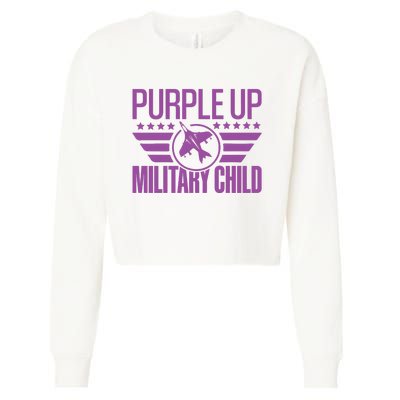 Military Child Purple Up Cropped Pullover Crew