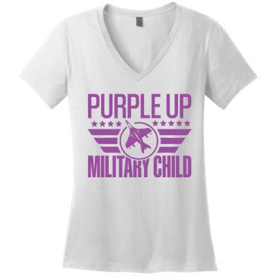 Military Child Purple Up Women's V-Neck T-Shirt