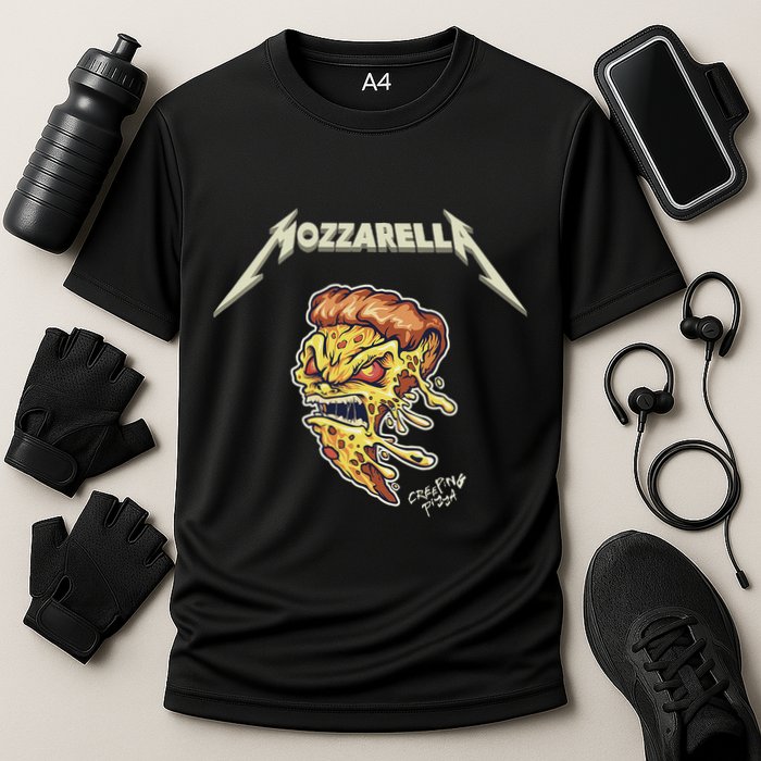 Mozzarella Creeping Pizza Foodie Chef Baker Cook Heavy Performance Shirt