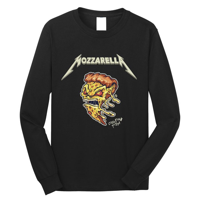 Mozzarella Creeping Pizza Foodie Chef Baker Cook Heavy Long Sleeve Shirt