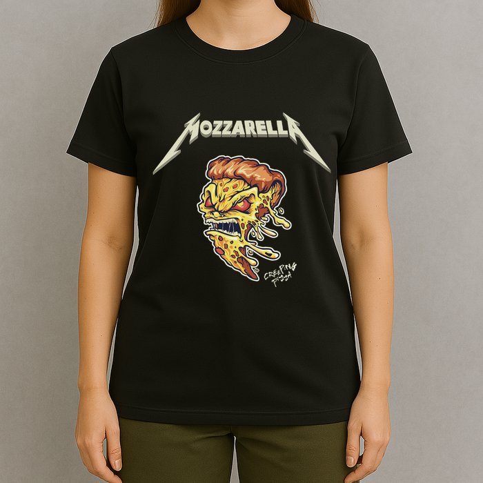 Mozzarella Creeping Pizza Foodie Chef Baker Cook Heavy T-Shirt