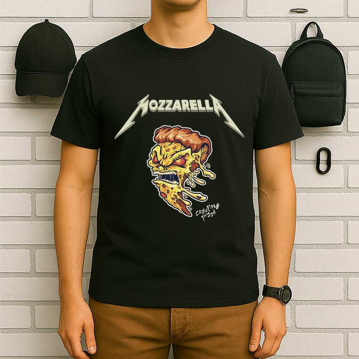 Mozzarella Creeping Pizza Foodie Chef Baker Cook Heavy T-Shirt
