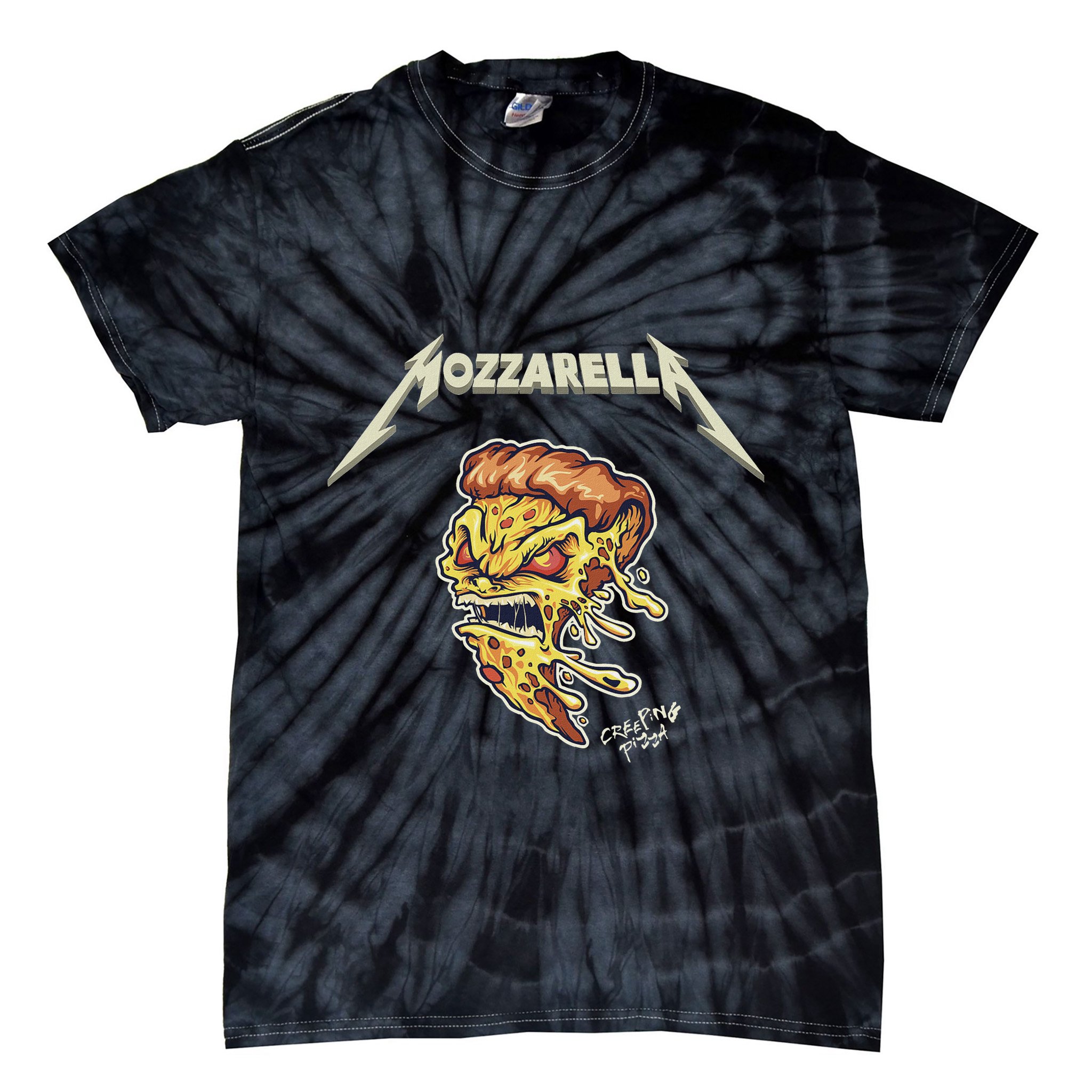 Mozzarella Creeping Pizza Foodie Chef Baker Cook Heavy Tie-Dye T-Shirt