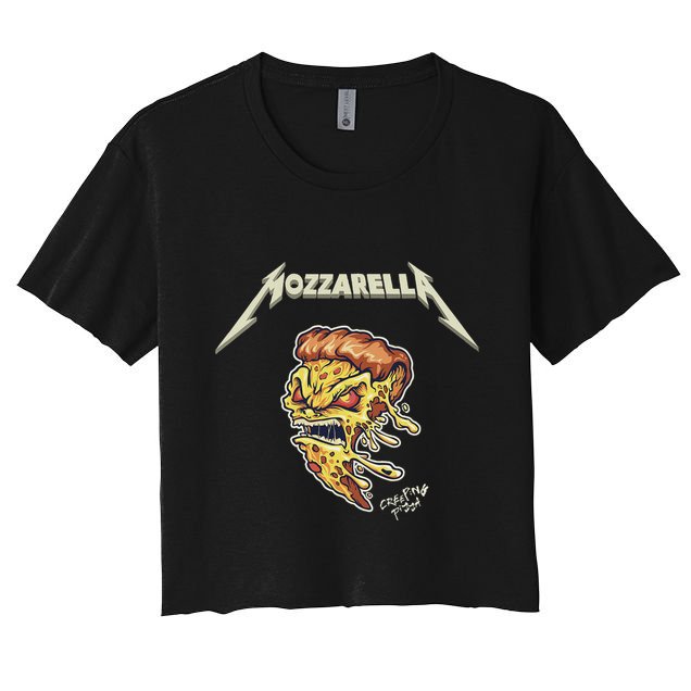 Mozzarella Creeping Pizza Foodie Chef Baker Cook Heavy Crop Top