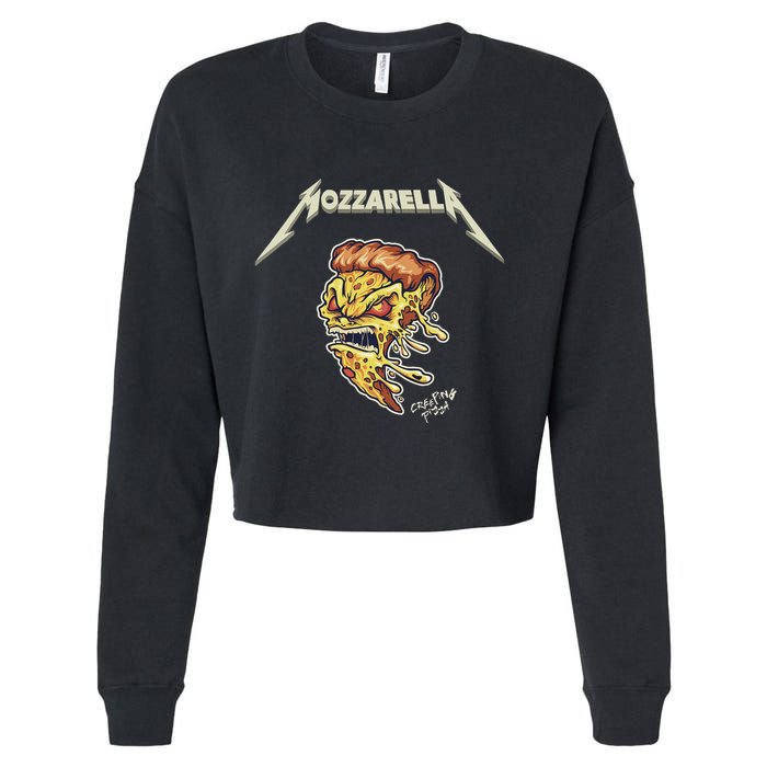 Mozzarella Creeping Pizza Foodie Chef Baker Cook Heavy Cropped Pullover Crew