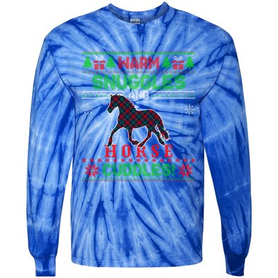 Merry Christmas Pajama Ugly Sweater Horse Plaid Outfit Xmas Funny Gift Tie-Dye Long Sleeve Shirt