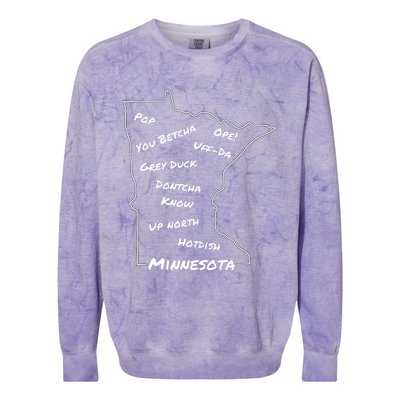 Minnesota Common Phrase Funny Midwestern Design Colorblast Crewneck Sweatshirt