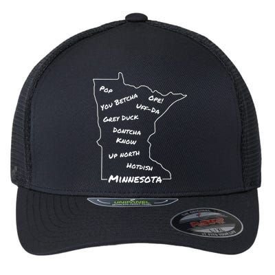Minnesota Common Phrase Funny Midwestern Design Flexfit Unipanel Trucker Cap