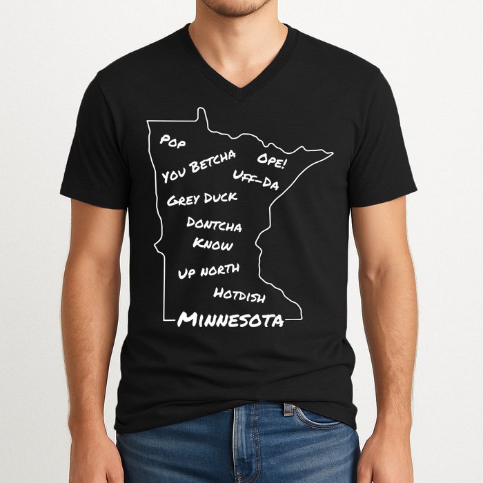 Minnesota Common Phrase Funny Midwestern Design V-Neck T-Shirt