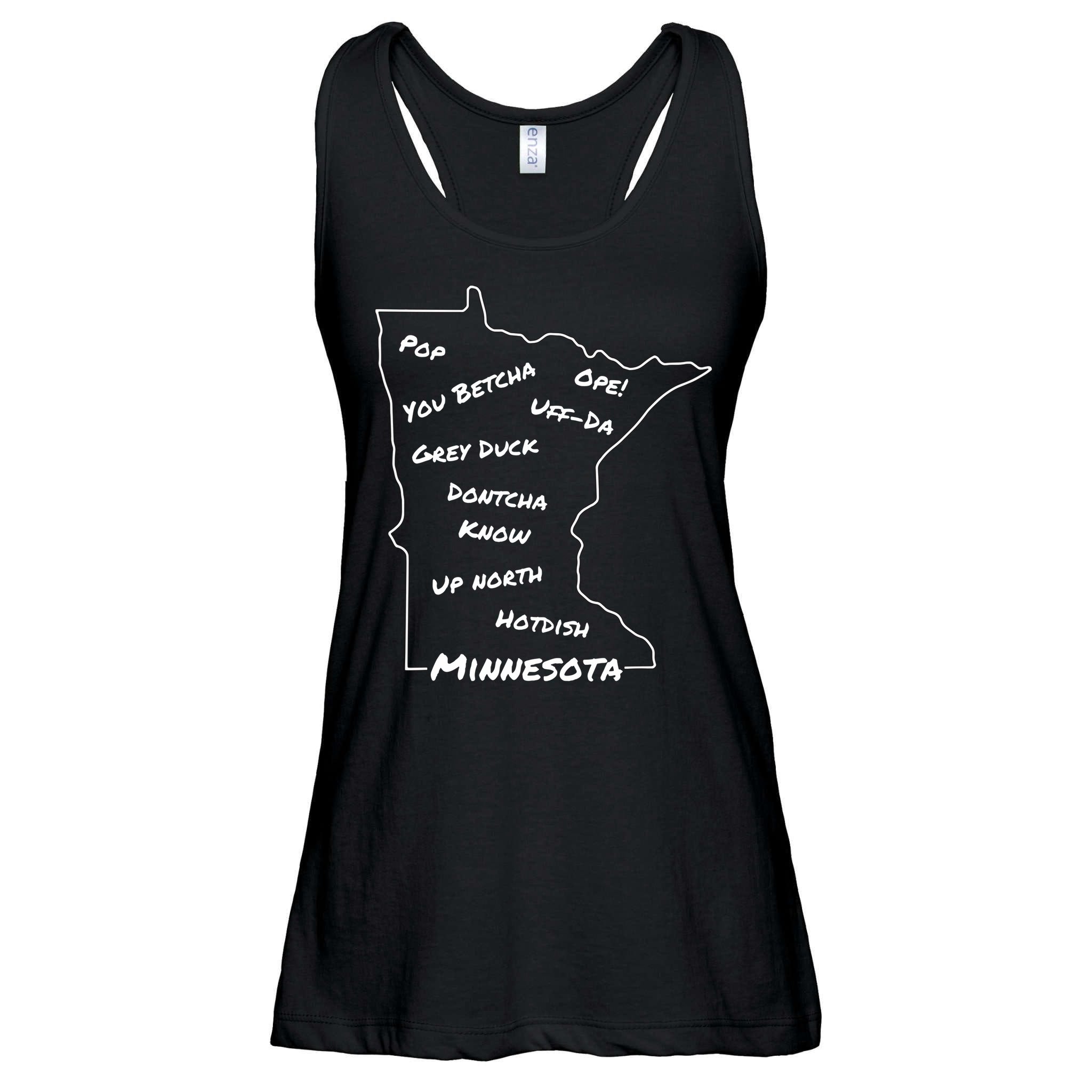 Minnesota Common Phrase Funny Midwestern Design Ladies Essential Flowy Tank