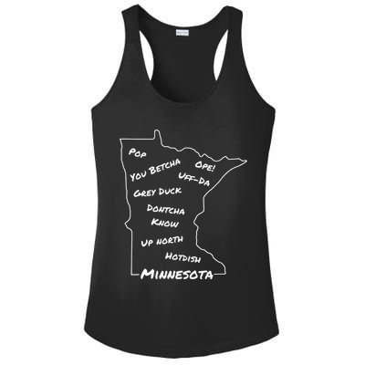 Minnesota Common Phrase Funny Midwestern Design Ladies PosiCharge Competitor Racerback Tank