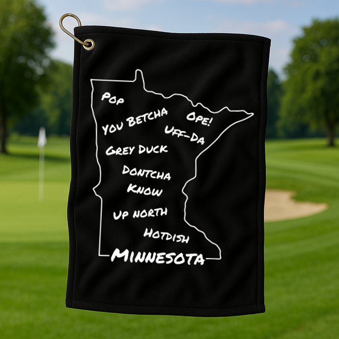 Minnesota Common Phrase Funny Midwestern Design Golf Towel