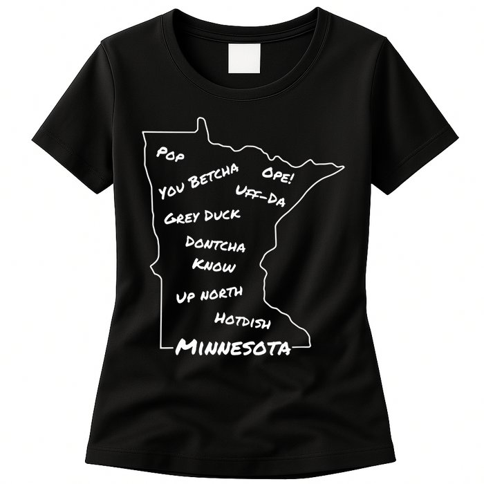 Minnesota Common Phrase Funny Midwestern Design Womens T-Shirt