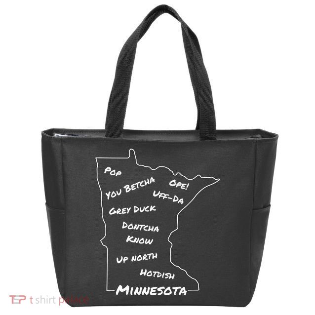 Minnesota Common Phrase Funny Midwestern Design Zip Tote Bag