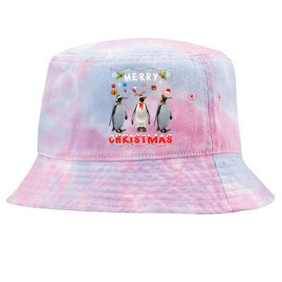 Merry Christmas Penguin Xmas Funny Animals Pajama Funny Gift Tie-Dyed Bucket Hat