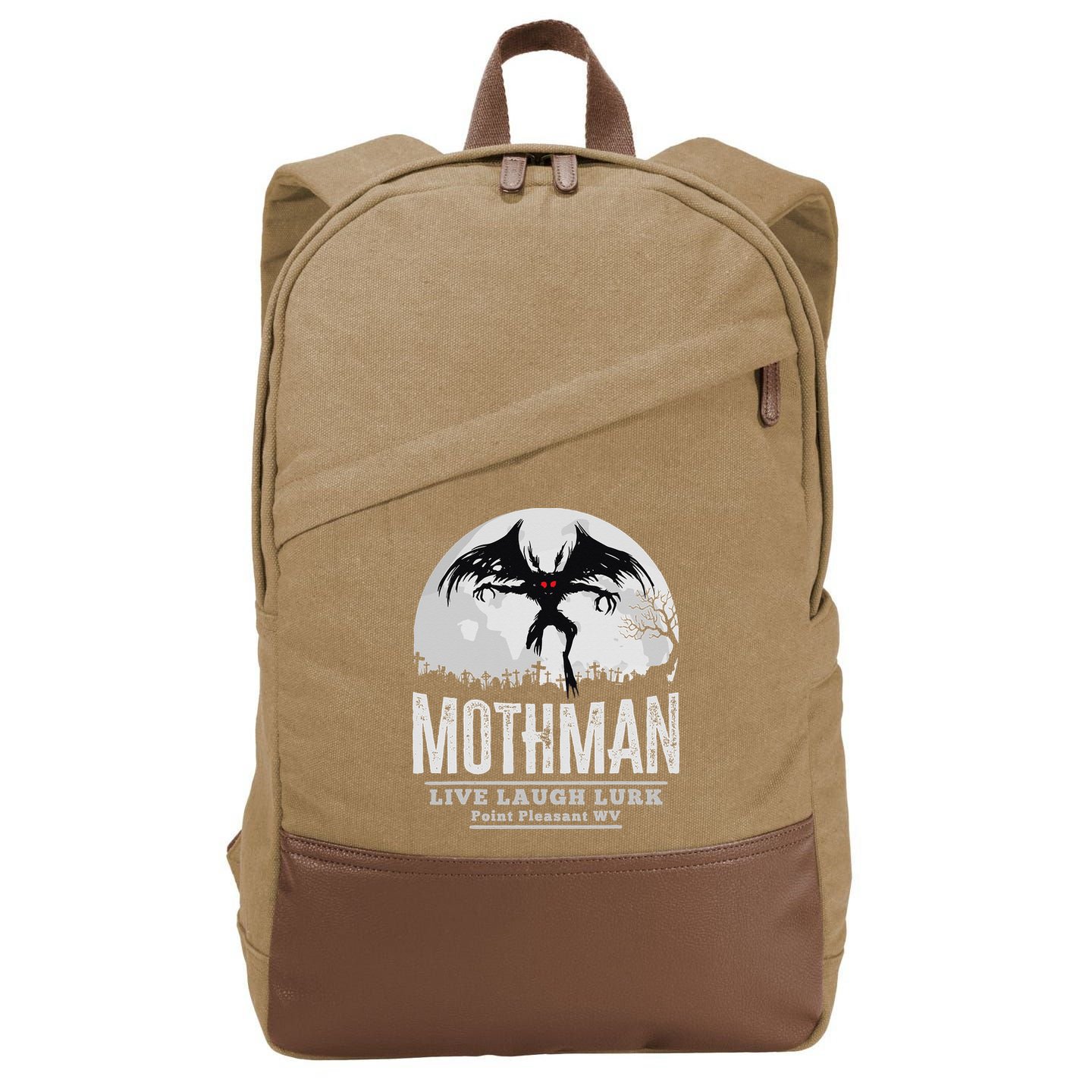 Mothman Cryptid Point Pleasant cryptozoology Halloween Cotton Canvas Backpack