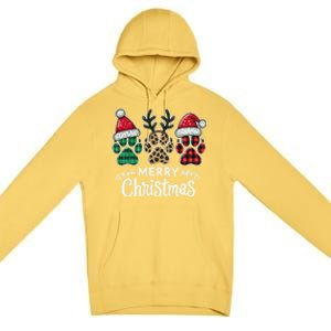 Merry Christmas Paws Holiday Season Winter Vibes Christmas Gift Premium Pullover Hoodie