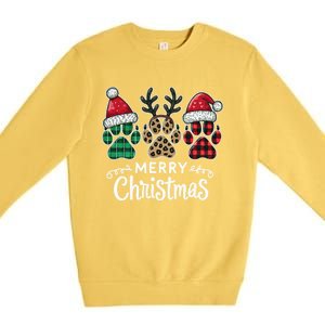 Merry Christmas Paws Holiday Season Winter Vibes Christmas Gift Premium Crewneck Sweatshirt