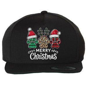 Merry Christmas Paws Holiday Season Winter Vibes Christmas Gift Wool Snapback Cap