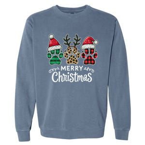 Merry Christmas Paws Holiday Season Winter Vibes Christmas Gift Garment-Dyed Sweatshirt