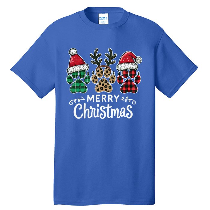 Merry Christmas Paws Holiday Season Winter Vibes Christmas Gift Tall T-Shirt