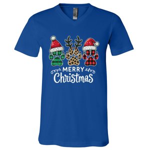 Merry Christmas Paws Holiday Season Winter Vibes Christmas Gift V-Neck T-Shirt