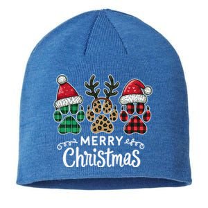 Merry Christmas Paws Holiday Season Winter Vibes Christmas Gift Sustainable Beanie