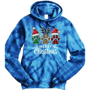 Merry Christmas Paws Holiday Season Winter Vibes Christmas Gift Tie Dye Hoodie