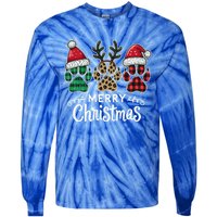 Merry Christmas Paws Holiday Season Winter Vibes Christmas Gift Tie-Dye Long Sleeve Shirt