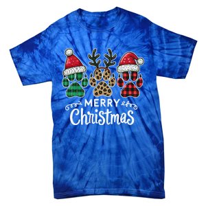 Merry Christmas Paws Holiday Season Winter Vibes Christmas Gift Tie-Dye T-Shirt