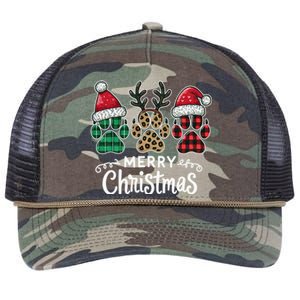 Merry Christmas Paws Holiday Season Winter Vibes Christmas Gift Retro Rope Trucker Hat Cap