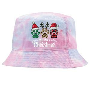 Merry Christmas Paws Holiday Season Winter Vibes Christmas Gift Tie-Dyed Bucket Hat