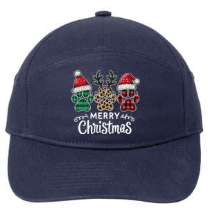 Merry Christmas Paws Holiday Season Winter Vibes Christmas Gift 7-Panel Snapback Hat