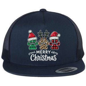 Merry Christmas Paws Holiday Season Winter Vibes Christmas Gift Flat Bill Trucker Hat