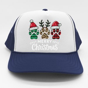 Merry Christmas Paws Holiday Season Winter Vibes Christmas Gift Trucker Hat