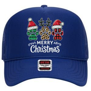 Merry Christmas Paws Holiday Season Winter Vibes Christmas Gift High Crown Mesh Back Trucker Hat