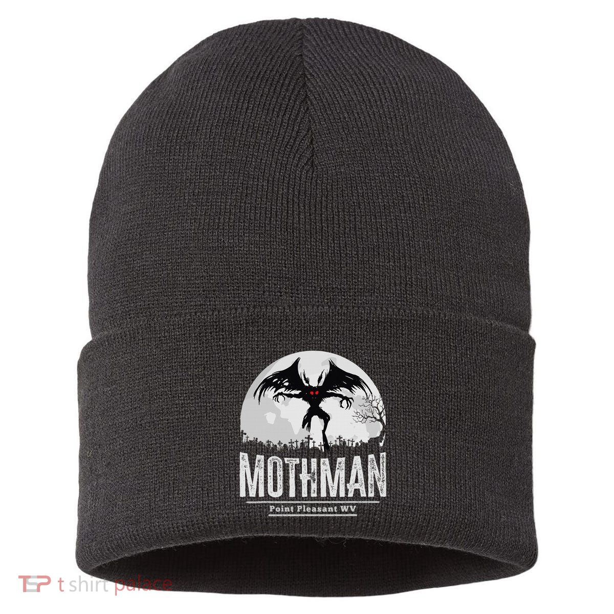 Mothman Cryptid Point Pleasant Cryptozoology Halloween Sustainable Knit Beanie