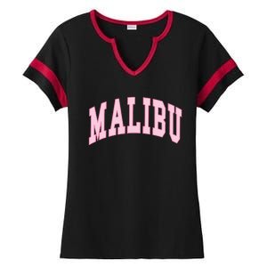 Malibu California Preppy Varsity Classic Ladies Halftime Notch Neck Tee