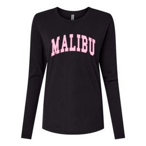 Malibu California Preppy Varsity Classic Womens Cotton Relaxed Long Sleeve T-Shirt