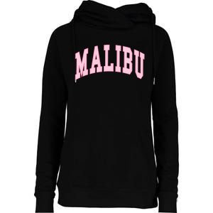 Malibu California Preppy Varsity Classic Womens Funnel Neck Pullover Hood