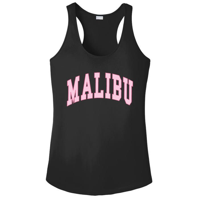 Malibu California Preppy Varsity Classic Ladies PosiCharge Competitor Racerback Tank