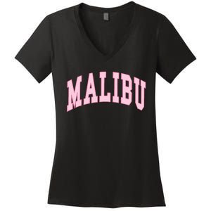 Malibu California Preppy Varsity Classic Women's V-Neck T-Shirt