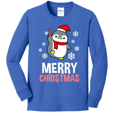 Merry Christmas Penguin Gift Kids Long Sleeve Shirt