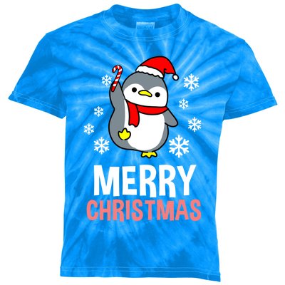 Merry Christmas Penguin Gift Kids Tie-Dye T-Shirt