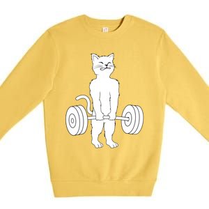 Muscle Cat Powerlifting Kitty Premium Crewneck Sweatshirt