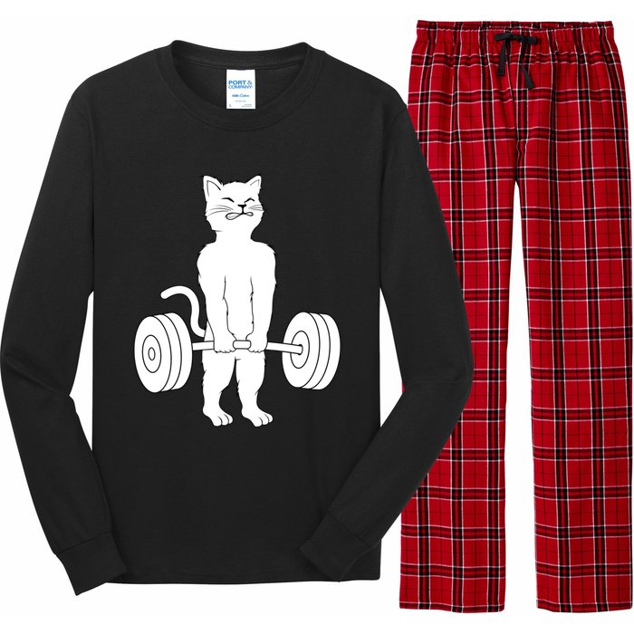 Muscle Cat Powerlifting Kitty Long Sleeve Pajama Set